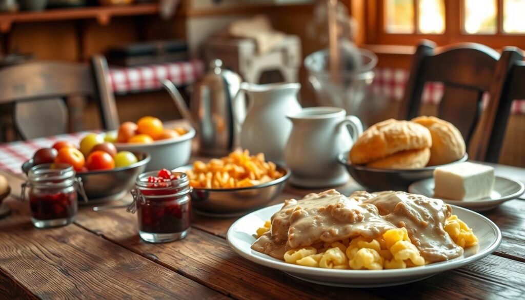farmhouse breakfast spread